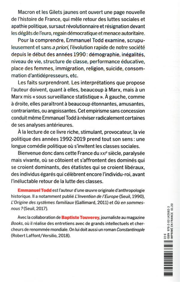 Quatrième de couverture de « Les luttes de classes en France au XXIe siècle »