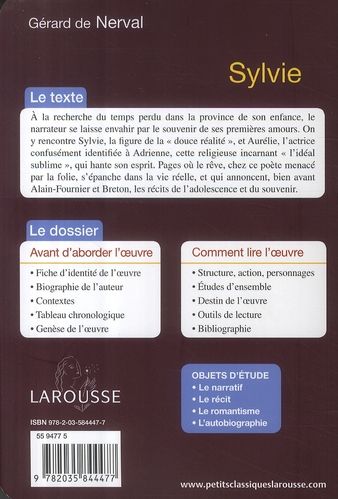 Quatrième de couverture de « SYLVIE »
