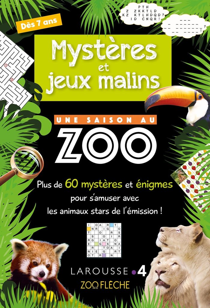Couverture du livre « Mystères et jeux malins : plus de 60 mystères et énigmes pour s'amuser avec les animaux stars de l'émission ! » de Sandra Lebrun, librairie Les Contes Infusés à Corte