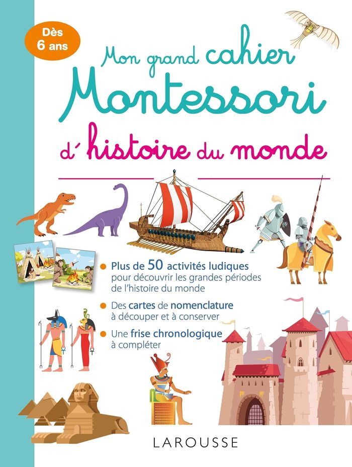 Couverture du livre « Mon grand cahier Montessori d'histoire du monde » de Aurore Meyer, librairie Les Contes Infusés à Corte