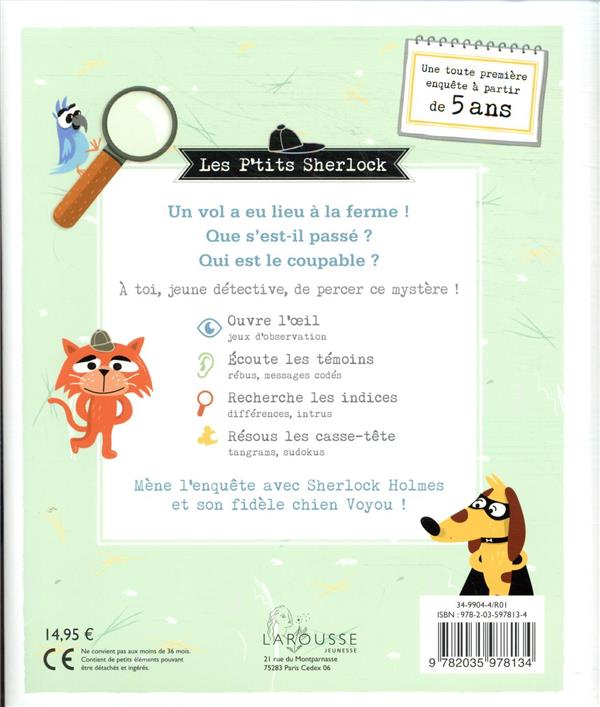 Quatrième de couverture de « Les p'tits Sherlock : ma toute première enquête »