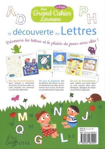 Quatrième de couverture de « Mon grand cahier Larousse de découverte des lettres : dès 4 ans »