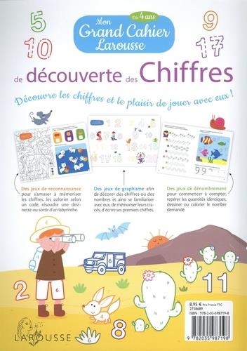 Quatrième de couverture de « Mon grand cahier Larousse de découverte des chiffres : dès 4 ans »