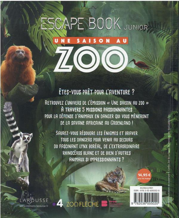 Quatrième de couverture de « Une saison au zoo : animaux en danger ! »