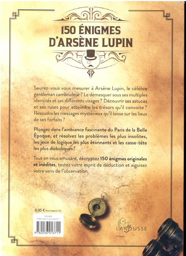 Quatrième de couverture de « 150 énigmes d'Arsène Lupin »