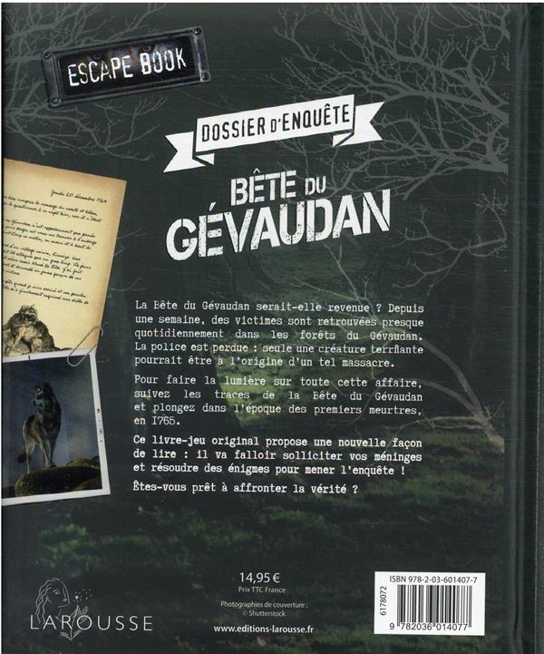 Quatrième de couverture de « Bête du Gévaudan : dossier d'enquête »