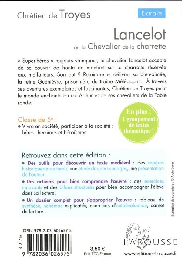 Quatrième de couverture de « Lancelot ou Le Chevalier de la charrette : roman »