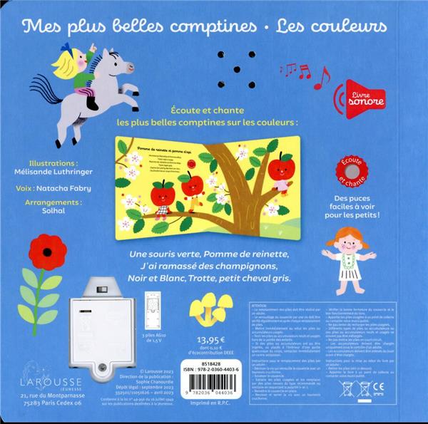 Quatrième de couverture de « Mes plus belles comptines : les couleurs »