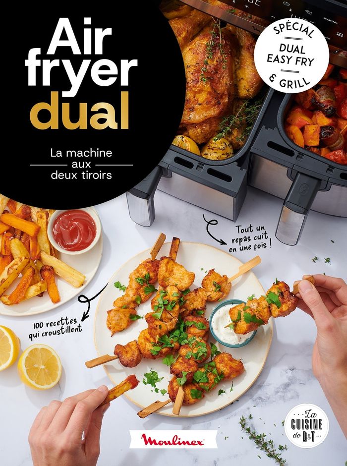 Couverture du livre « Air fryer dual : la machine aux deux tiroirs » de Coralie Ferreira, librairie Les Contes Infusés à Corte