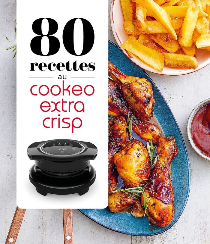 Couverture du livre « 80 recettes au Cookeo extra crisp » de Collectif, librairie Les Contes Infusés à Corte