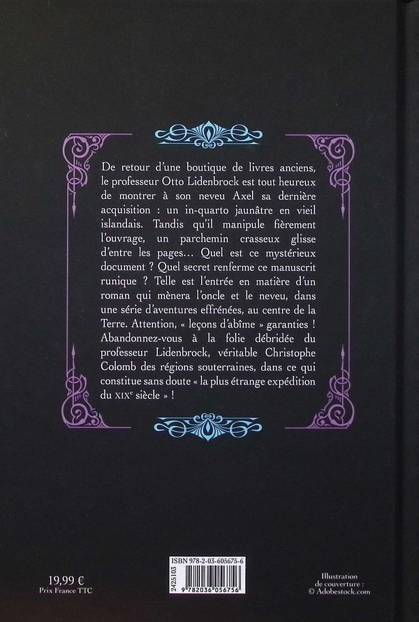 Quatrième de couverture de « Voyage au centre de la terre »