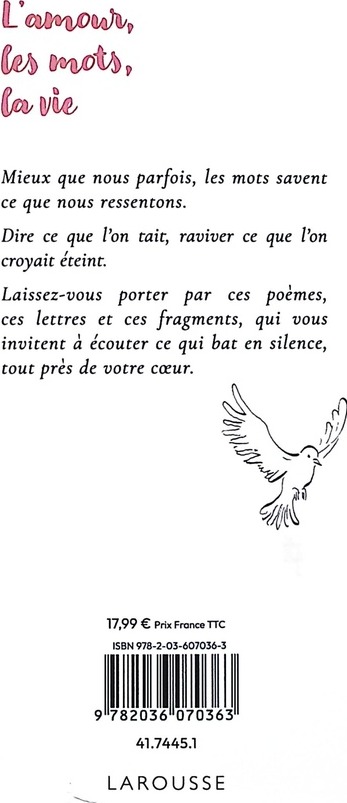 Quatrième de couverture de « L'amour, les mots, la vie : poèmes »