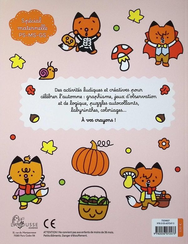 Quatrième de couverture de « Vive l'automne : mon cahier d'activités »