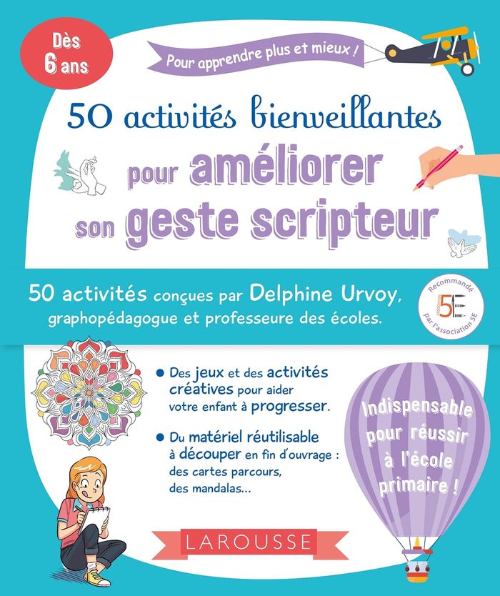 Couverture du livre « 50 activités bienveillantes pour améliorer son geste scripteur » de Delphine Urvoy, librairie Les Contes Infusés à Corte
