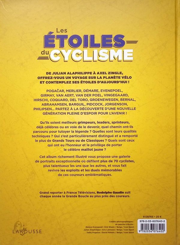 Quatrième de couverture de « Les étoiles du cyclisme : de Julian Alaphilippe à Joop Zoetemelk »