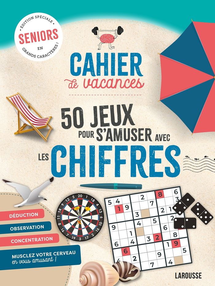Couverture du livre « Cahier de vacances : 50 jeux pour s'amuser avec les chiffres » de Gilles Saint-Martin, librairie Les Contes Infusés à Corte