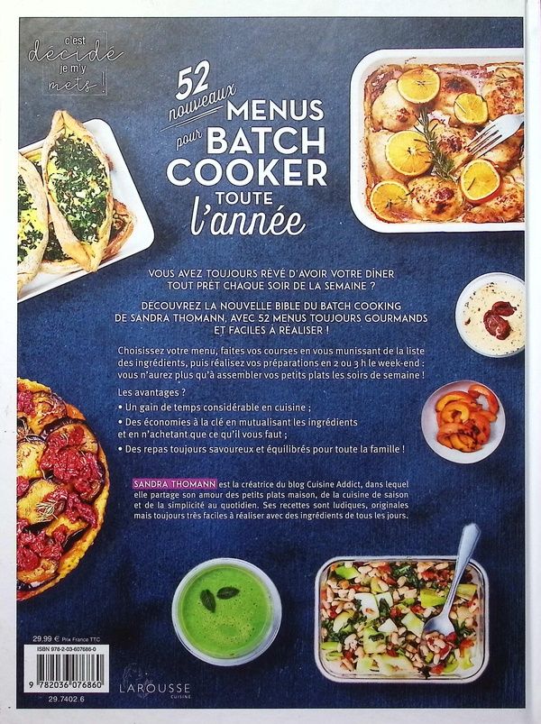 Quatrième de couverture de « 52 nouveaux menus pour batch cooker toute l'année »