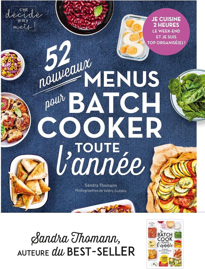 Couverture du livre « 52 nouveaux menus pour batch cooker toute l'année » de Sandra Thomann, librairie Les Contes Infusés à Corte