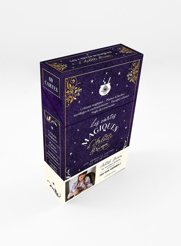 Couverture du livre « LES CARTES MAGIQUES D'ARLETTE GRIMM - 60 CARTES POUR REVELER LA SORCIERE QUI EST EN VOUS », librairie Les Contes Infusés à Corte