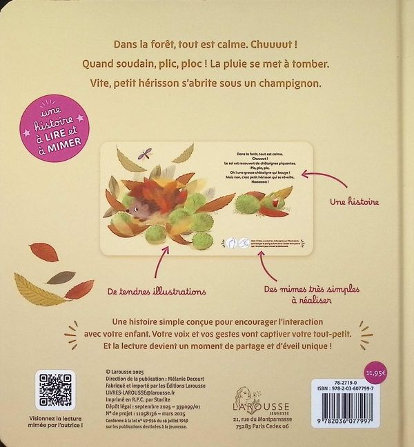 Quatrième de couverture de « Pic, pic, petit hérisson ! »