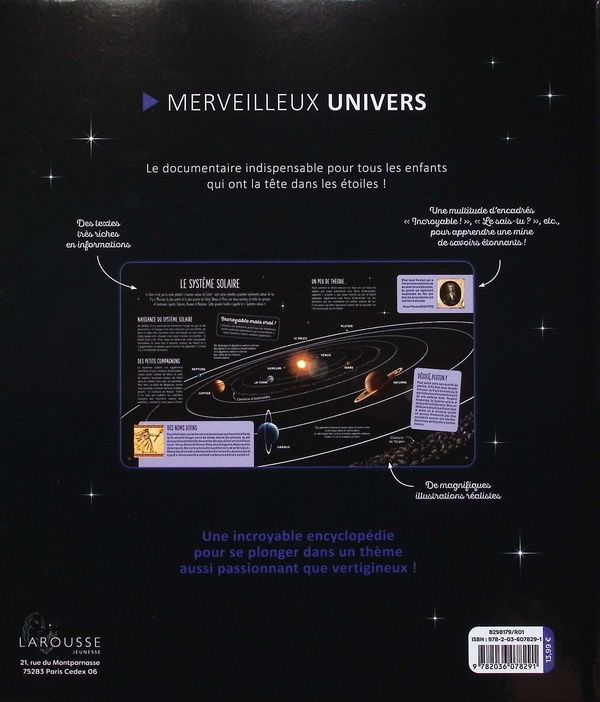 Quatrième de couverture de « Merveilleux Univers »