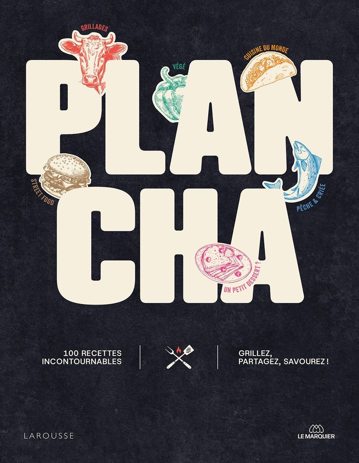 Couverture du livre « Plancha : 100 recettes incontournables » de Collectif, librairie Les Contes Infusés à Corte