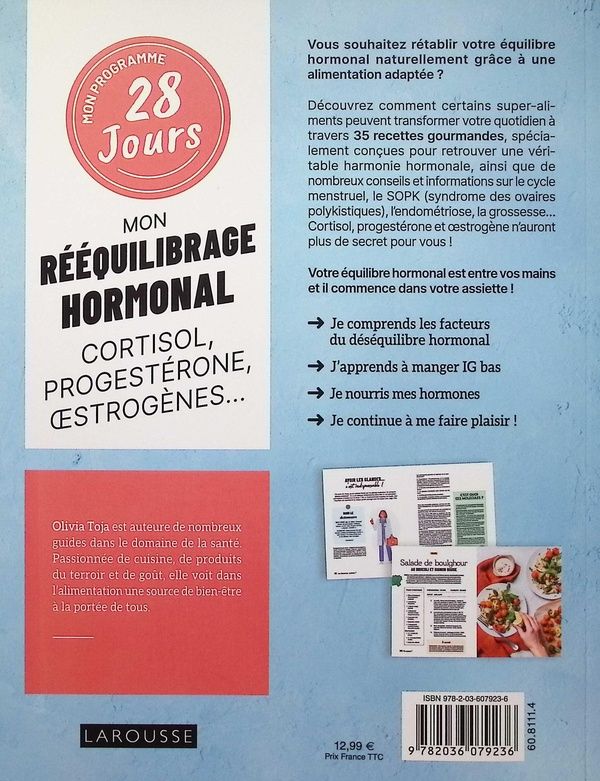 Quatrième de couverture de « Mon rééquilibrage hormonal »