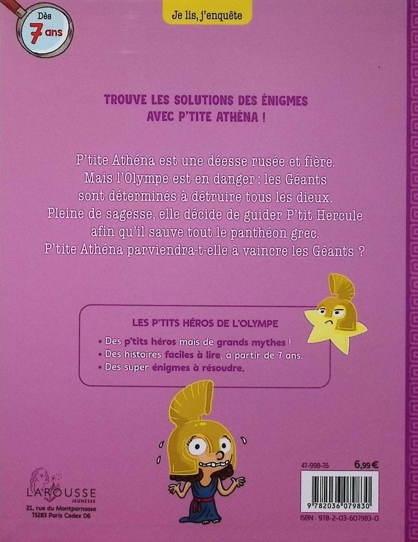 Quatrième de couverture de « Athéna la guerrière »