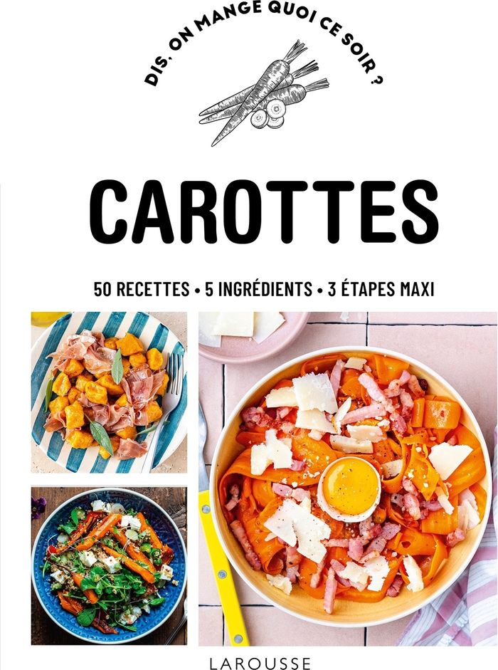 Couverture du livre « Carottes : 50 recettes, 5 ingrédients, 3 étapes maxi » de Collectif, librairie Les Contes Infusés à Corte