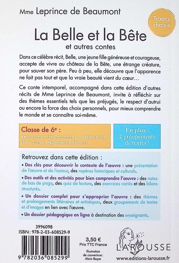 Quatrième de couverture de « La Belle et la Bête et autres contes »