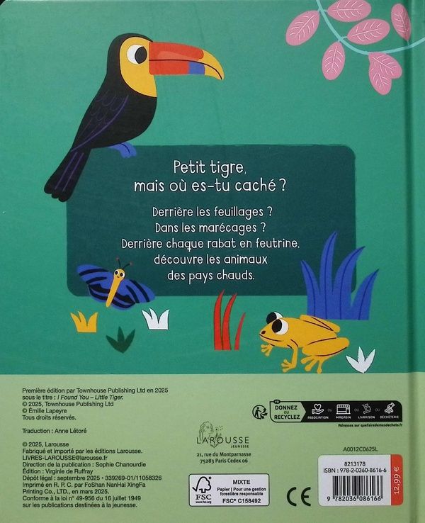 Quatrième de couverture de « Où es-tu petit tigre ? »