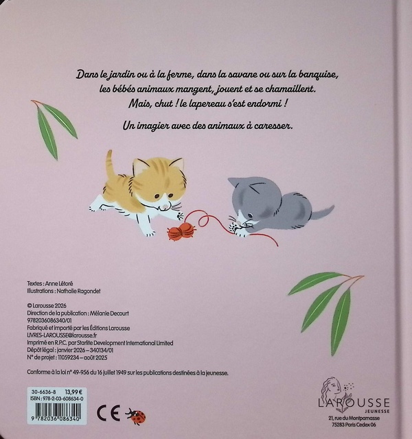 Quatrième de couverture de « Mon imagier tout doux : Les bébés animaux »