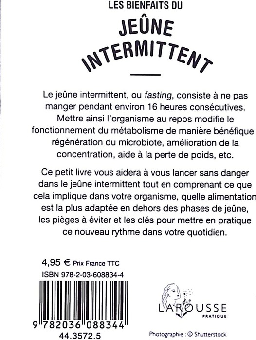 Quatrième de couverture de « Les bienfaits du jeûne intermittent »