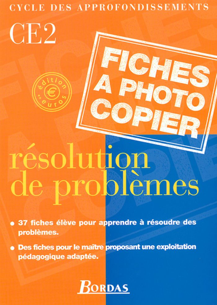 Couverture du livre « RESOLUTIONS DE PROBLEMES CE2 2001 FICHES A PHOTOCOPIER » de Chenu-Paillisse, librairie Les Contes Infusés à Corte
