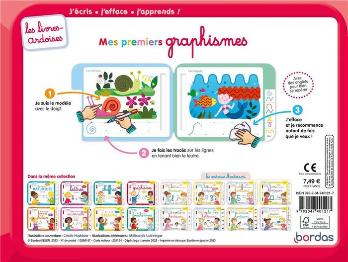 Quatrième de couverture de « LES LIVRES-ARDOISES - MES PREMIERS GRAPHISMES »