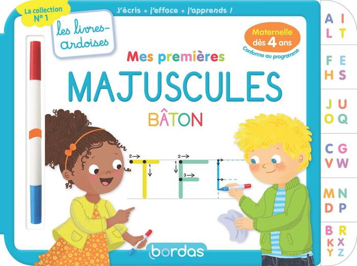 Couverture du livre « LES LIVRES-ARDOISES - MES PREMIERES MAJUSCULES BATON » de Hudrisier/chiodo, librairie Les Contes Infusés à Corte