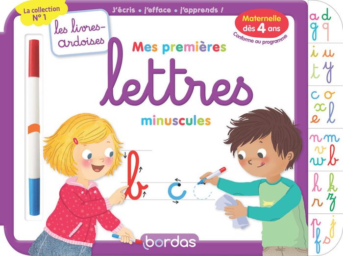 Couverture du livre « LES LIVRES-ARDOISES - MES PREMIERES LETTRES MINUSCULES » de Hudrisier/lescoat, librairie Les Contes Infusés à Corte