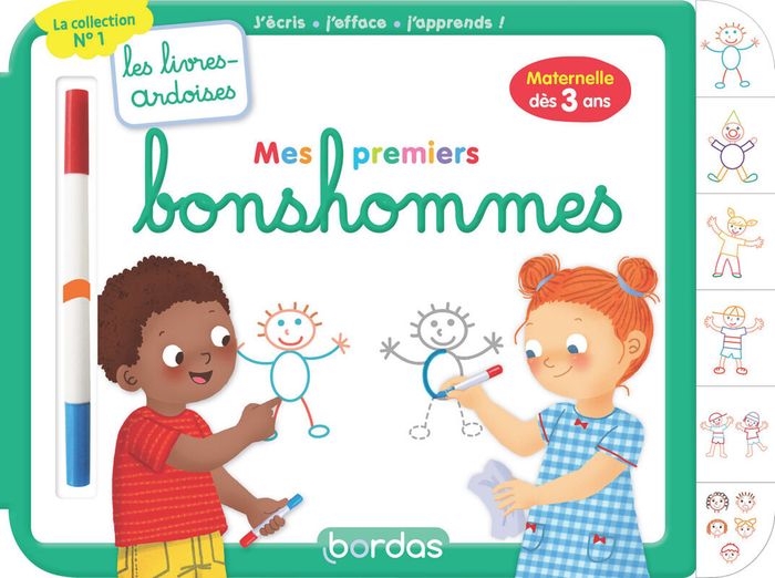 Couverture du livre « LES LIVRES-ARDOISES - MES PREMIERS BONSHOMMES » de Hudrisier/chiodo, librairie Les Contes Infusés à Corte