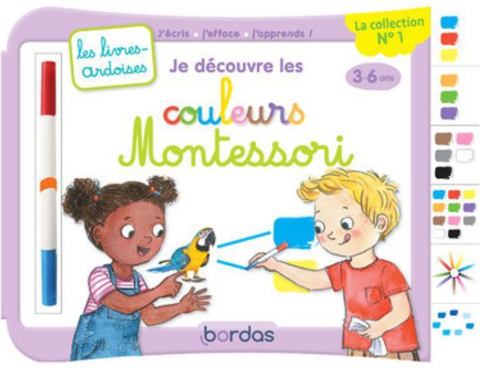 Couverture du livre « LES LIVRES-ARDOISES - JE DECOUVRE LES COULEURS MONTESSORI » de Hudrisier/gauffre, librairie Les Contes Infusés à Corte