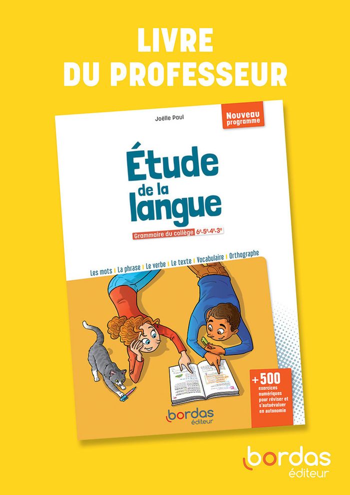 Couverture du livre « Étude de la langue Collège - 2026 - Livre du professeur » de Joëlle Paul, librairie Les Contes Infusés à Corte