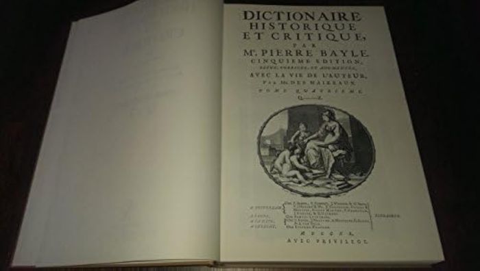 Couverture du livre « DICTIONNAIRE HISTORIQUE ET CRITIQUE. 4 VOLUMES IN-FOLIO » de Maizeaux Bayle/des, librairie Les Contes Infusés à Corte