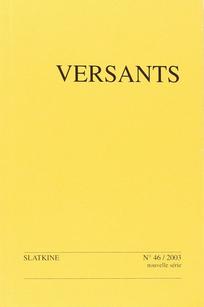 Couverture du livre « VERSANTS NO46. REVUE SUISSE DES LITTERATURES ROMANES. LITTERATURE AU FEMININ. » de Collectif, librairie Les Contes Infusés à Corte