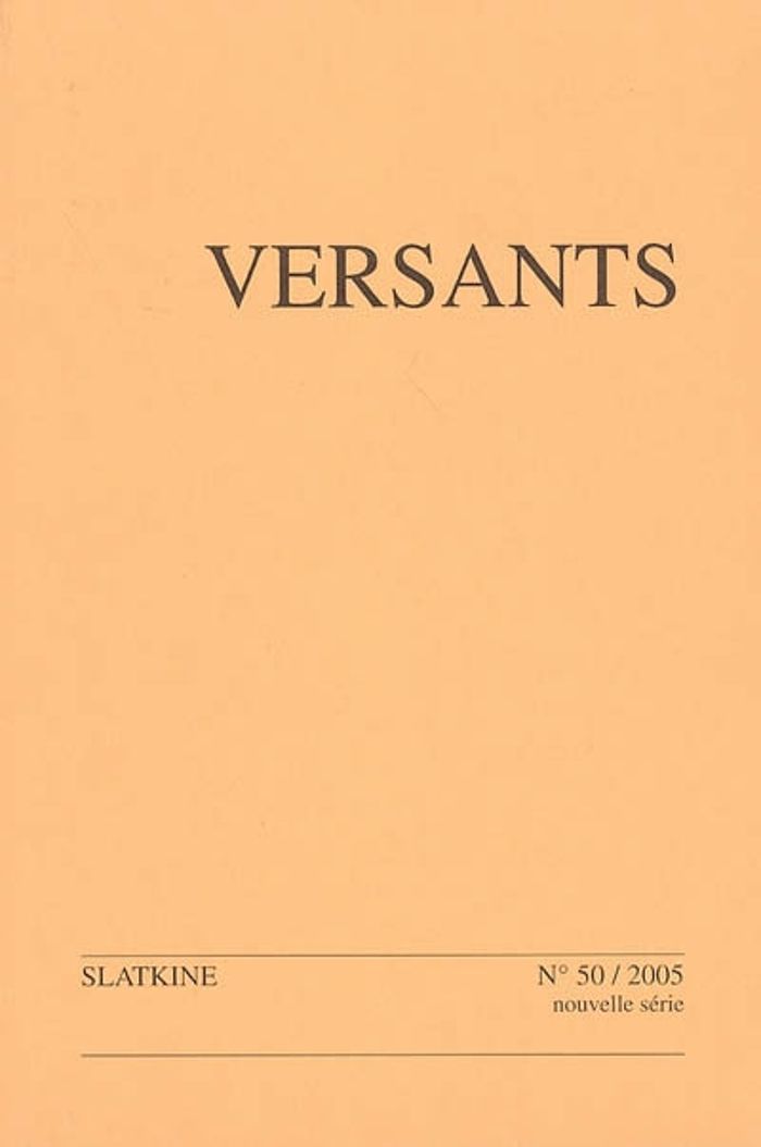 Couverture du livre « VERSANTS NO50. REVUE SUISSE DES LITTERATURES ROMANES. », librairie Les Contes Infusés à Corte