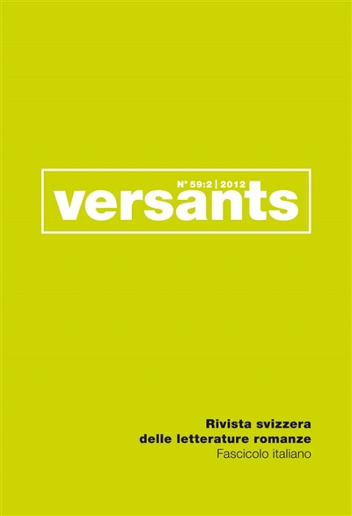 Couverture du livre « REVUE VERSANTS N 59/2. FASCICULE ITALIEN. » de Collectif, librairie Les Contes Infusés à Corte