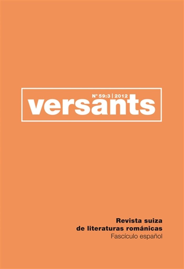Couverture du livre « REVUE VERSANTS N 59/3. FASCICULE ESPAGNOL. » de Collectif, librairie Les Contes Infusés à Corte