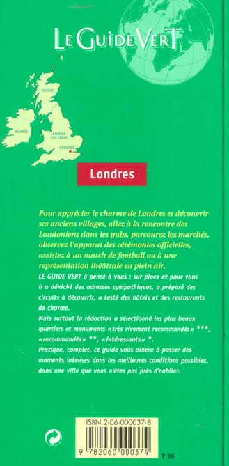 Quatrième de couverture de « GDE VERT LONDRES »