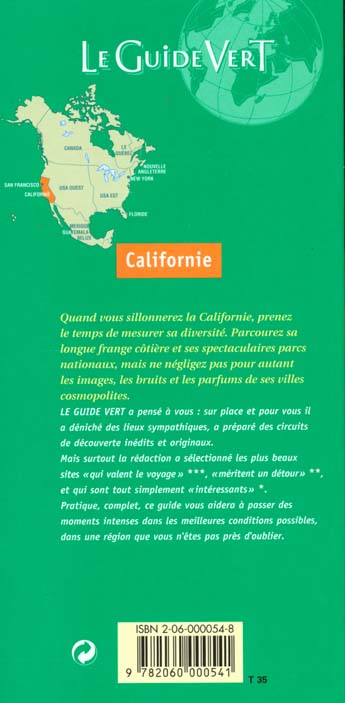 Quatrième de couverture de « GDE VERT CALIFORNIE »