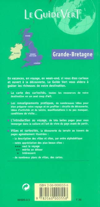 Quatrième de couverture de « GDE VERT GRANDE-BRETAGNE »
