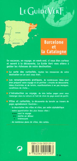 Quatrième de couverture de « GDE VERT BARCELONE/CATALOGNE »