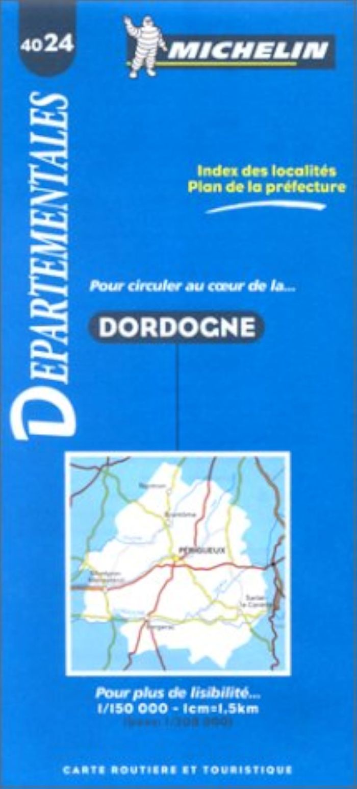 Couverture du livre « 4024: CARTES DEPARTEMENTALES ; DORDOGNE AU 1/150000 » de Michelin, librairie Les Contes Infusés à Corte